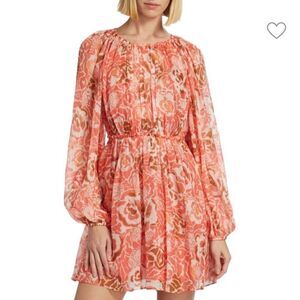 TANYA TAYLOR Guava Linen Blend York Mini Dress MSRP $545 NWT 8